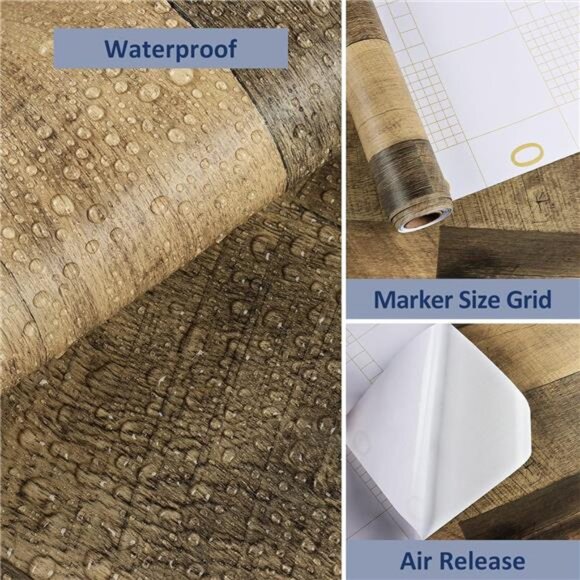 Brown Wood Wallpaper Peel and Stick Wood Contact Paper Waterproof 15.75" x 78" - Picture 5 of 7